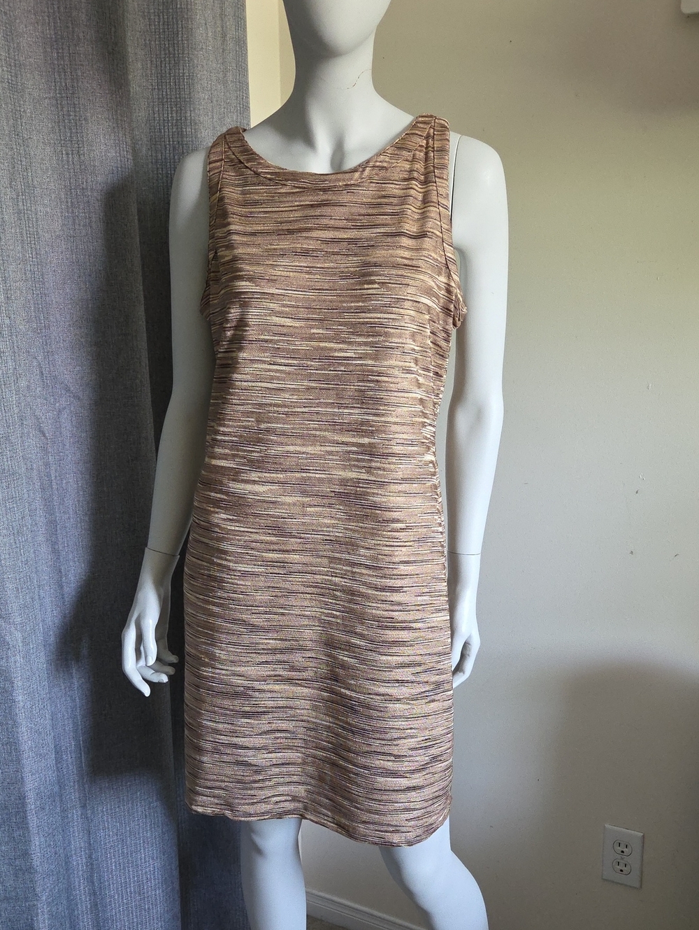 Michael Kors Sleeveless Multitone Metallic Gold Shift Dress